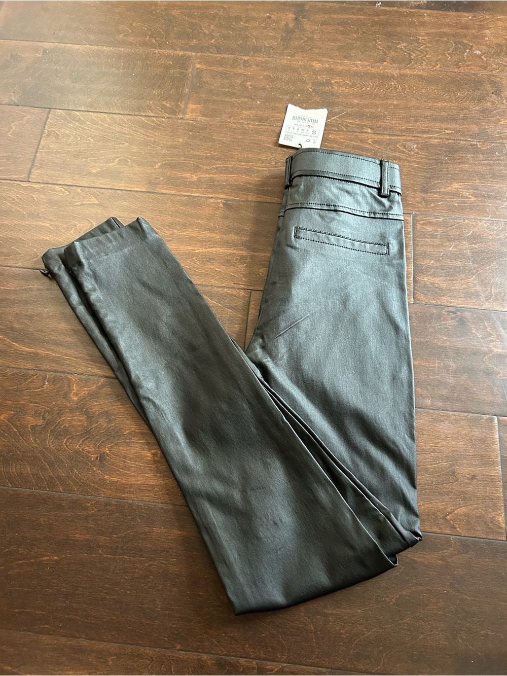Zara Women’s Faux Leather Look Black Leggings New Sz S